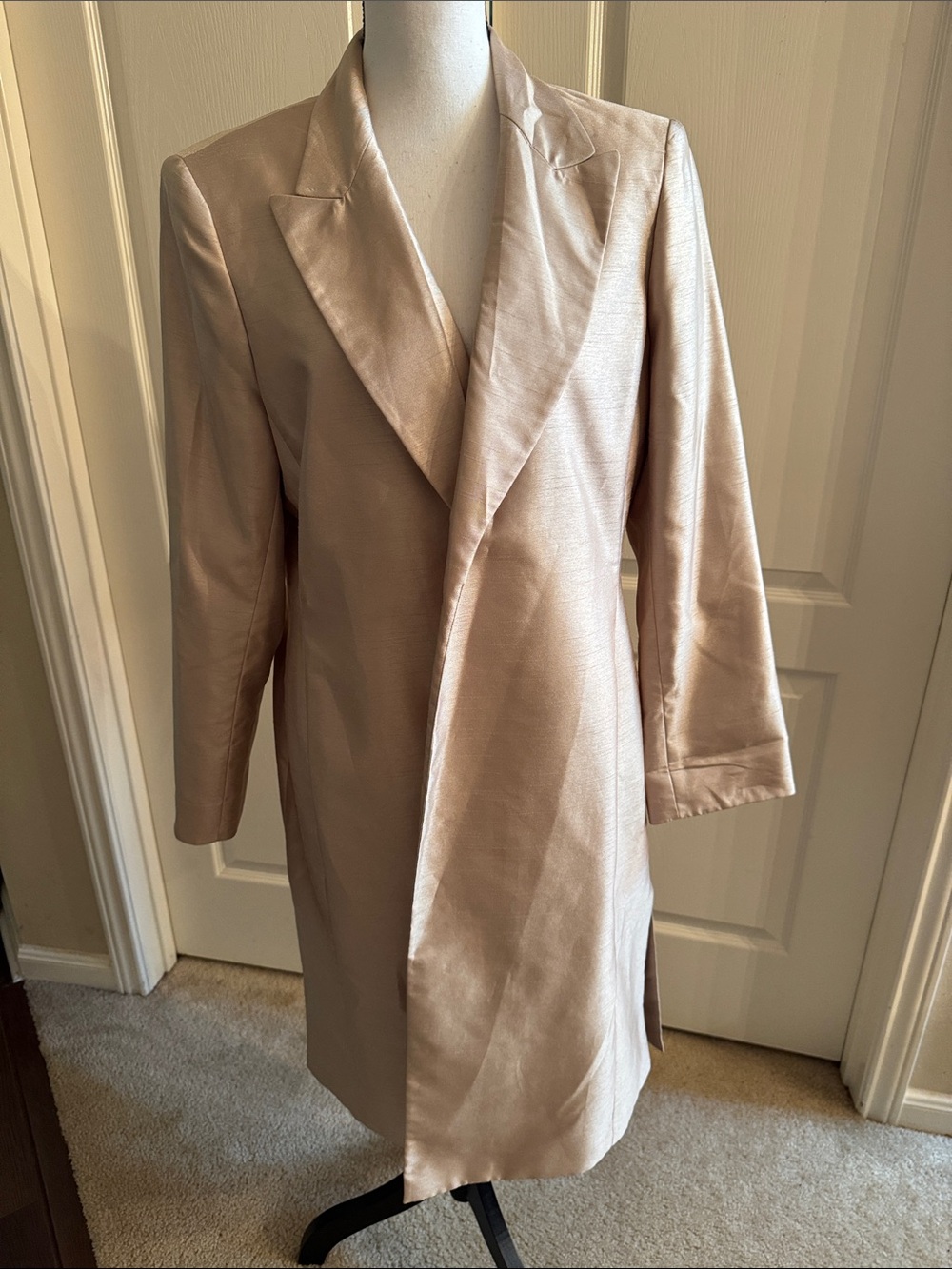 JONES WEAR - Light Champagne Satin Long Coat